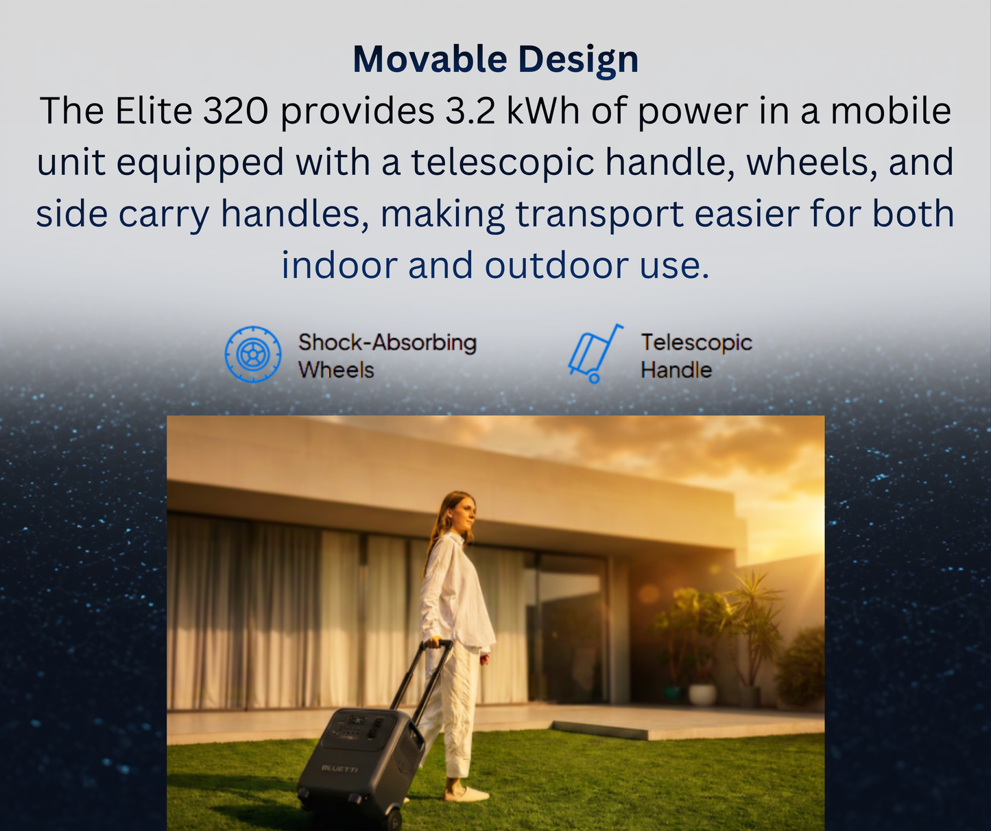 BLUETTI Elite 320 - Portable Battery Generator - Draagbare Powerstation (3.2 kWh / 1800W)